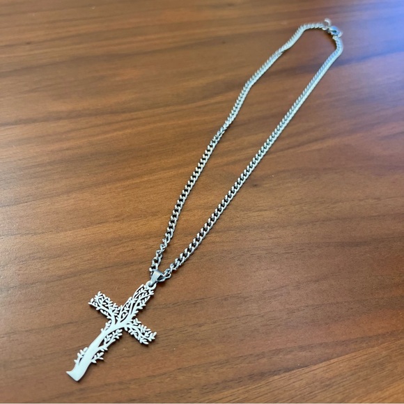 Tree Cross Necklace, Gold or Silver - Picture 4 of 7